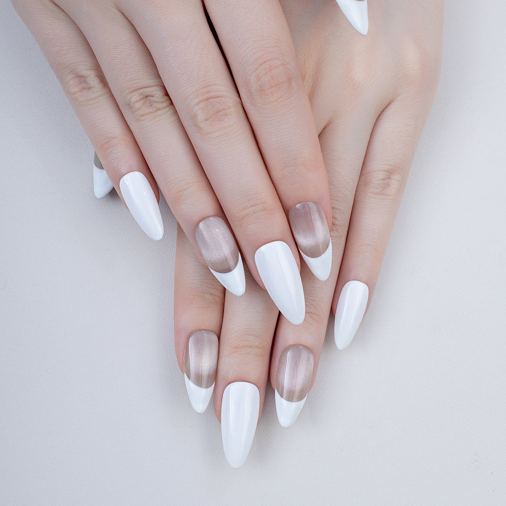 High Quality Custom Handmade Acrylic Almond Shape Fake Nails French White Tip Press on for Fingers Factory Price