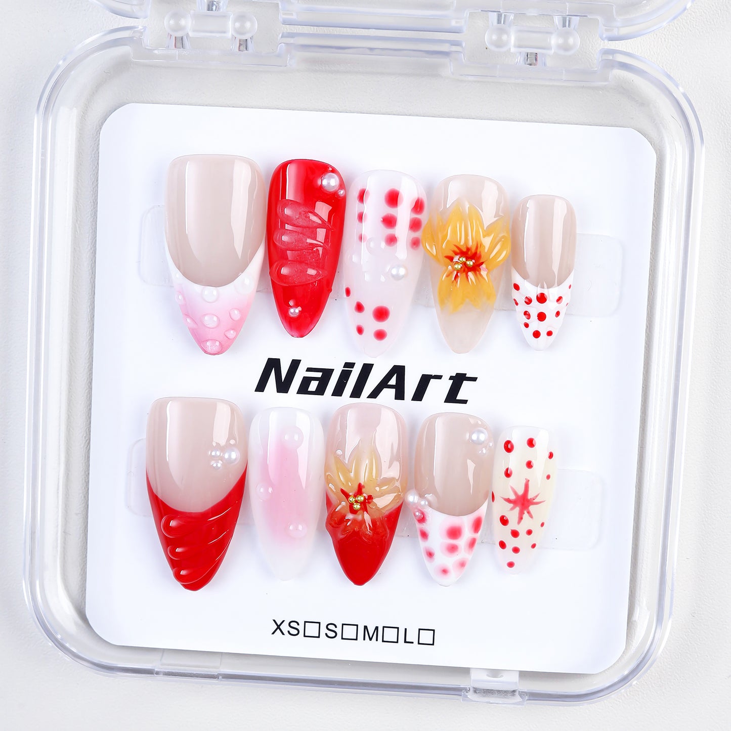Hot Sale High Quality 3D Acrylic Almond Shape Embossed Design Artificial Fingernails Full Coverage Press-on Nails Nails NAILOOK
