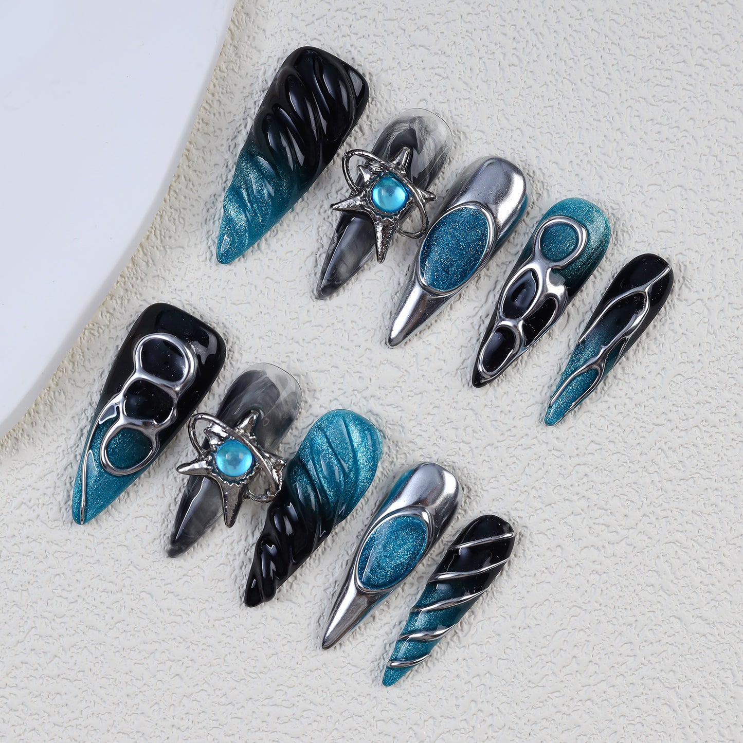 New Design Handmade 3D Butterfly Press Nails Custom FAUX ONGL Private Label Fake Artificial Fingernails 10 Pcs Set for Gift