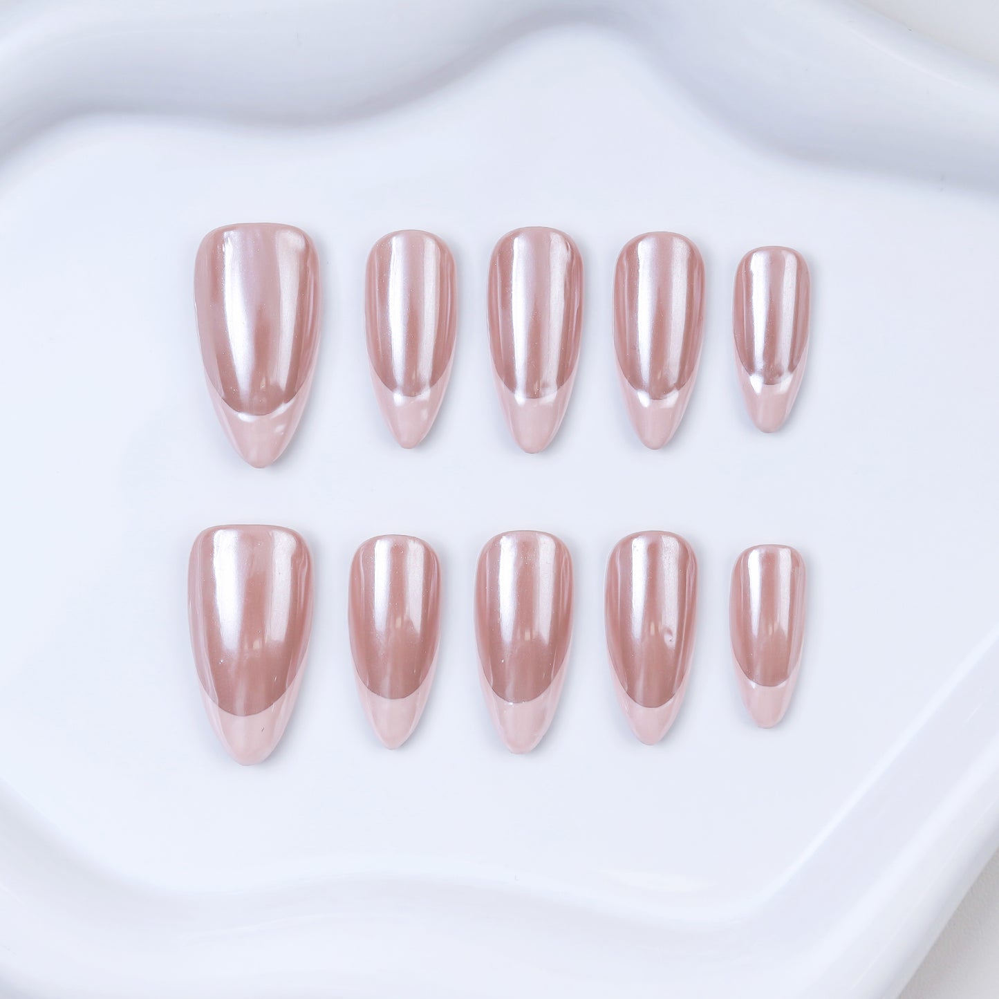 Wholesale Aurora Handmade French Acrylic Press-On Nails High Quality False Artificial Fingernails Art with Custom Box