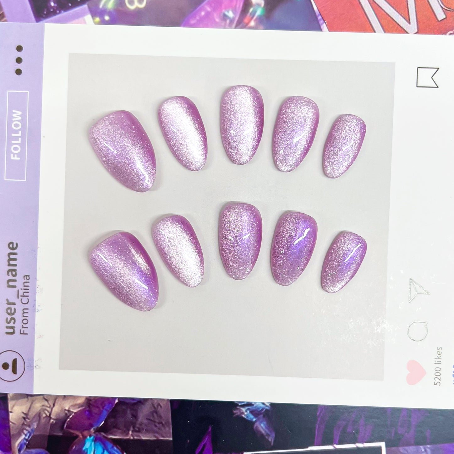 Multi-color Cats Eye Short Almond Handmade Press on Nails 10 Pcs High Quality Wholesale Reusable False Nails with Glue