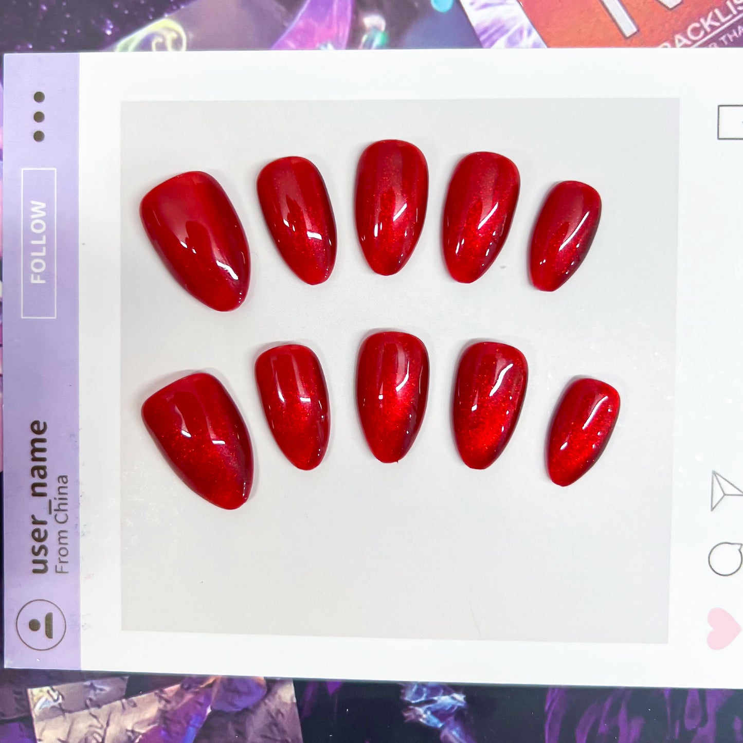 Multi-color Cats Eye Short Almond Handmade Press on Nails 10 Pcs High Quality Wholesale Reusable False Nails with Glue