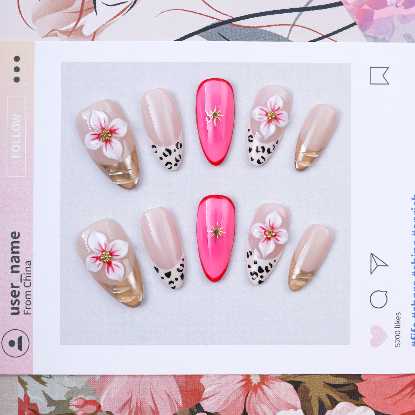 Wholesale Almond Acrylic False Nail Low Moq Customization 3d Fingernails False Nails Reusable Handmade Press on Nails