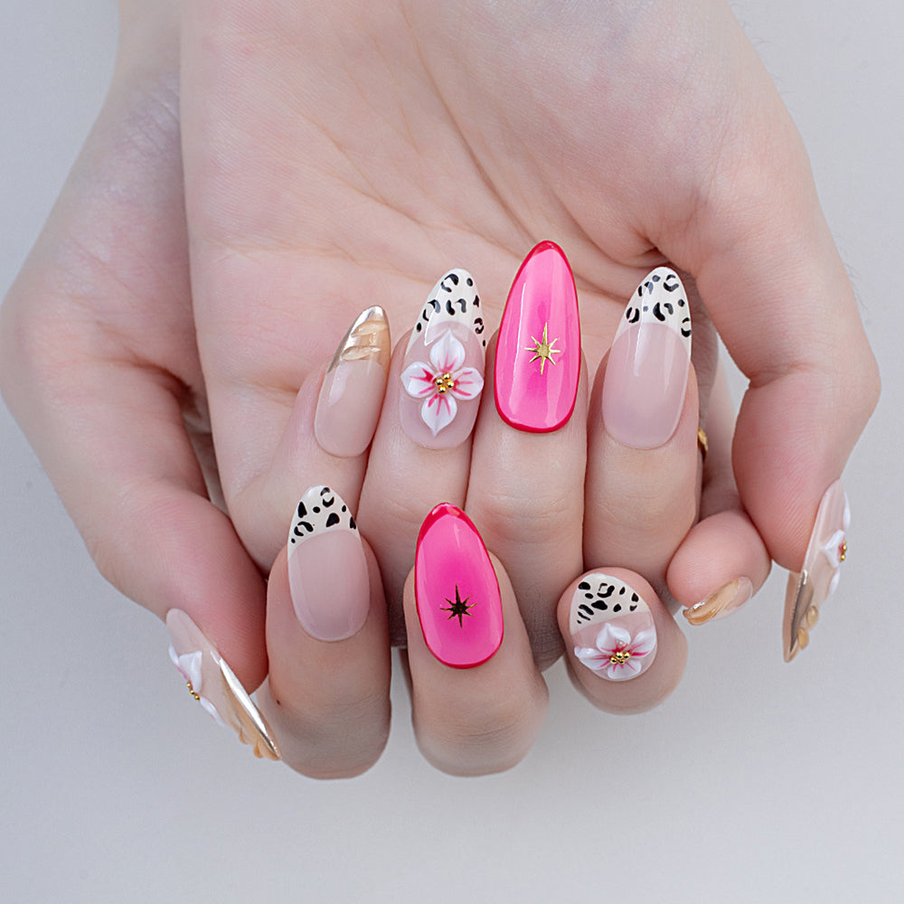 Wholesale Almond Acrylic False Nail Low Moq Customization 3d Fingernails False Nails Reusable Handmade Press on Nails