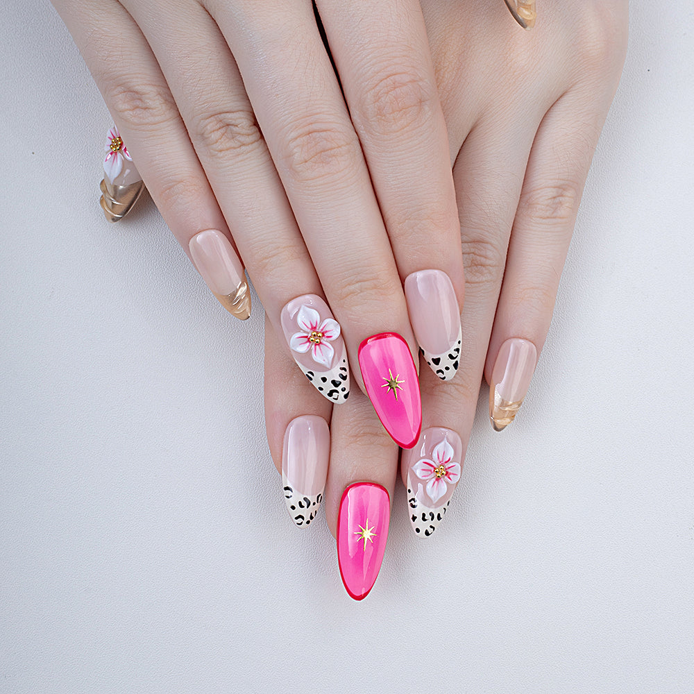 Wholesale Almond Acrylic False Nail Low Moq Customization 3d Fingernails False Nails Reusable Handmade Press on Nails