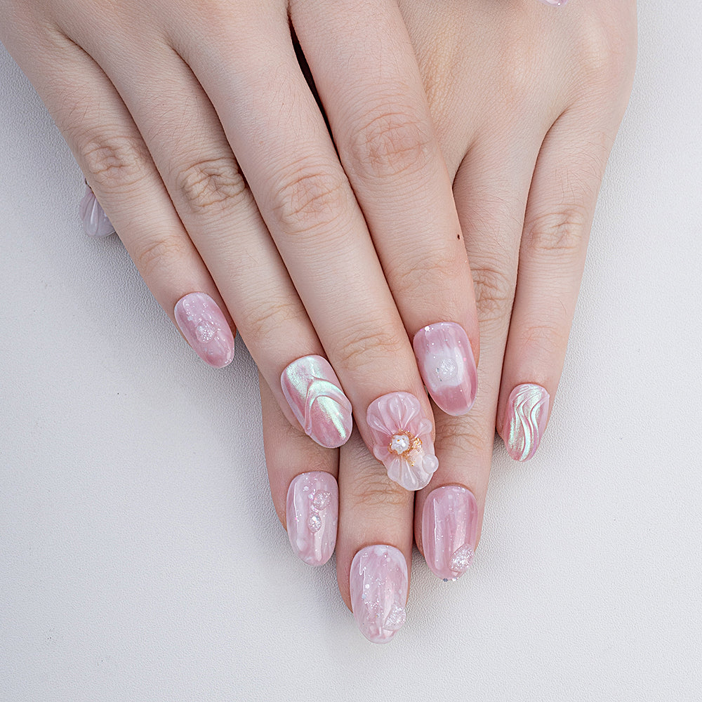 High Quality 10pcs Handmade 3D Short Acrylic Gel Press Nails Cute Summer Design Private Label False Nails