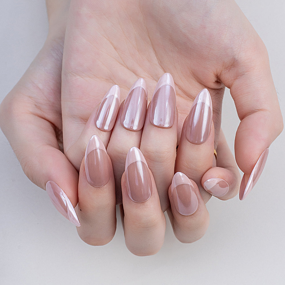 Wholesale Aurora Handmade French Acrylic Press-On Nails High Quality False Artificial Fingernails Art with Custom Box