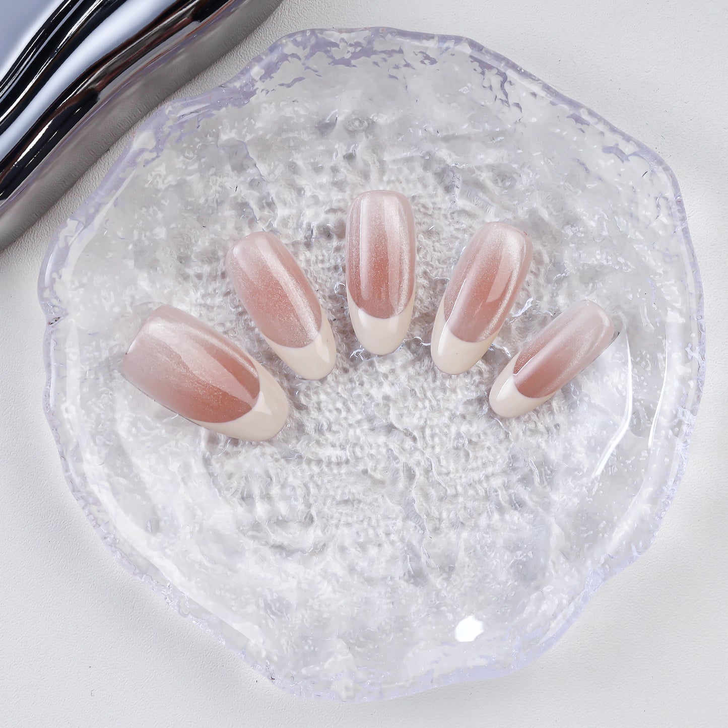 High Quality Wholesale Gradient Pink Glue Artificial 10PCS Handmade French Press on Nails for Women Girls Nail Art Accessories