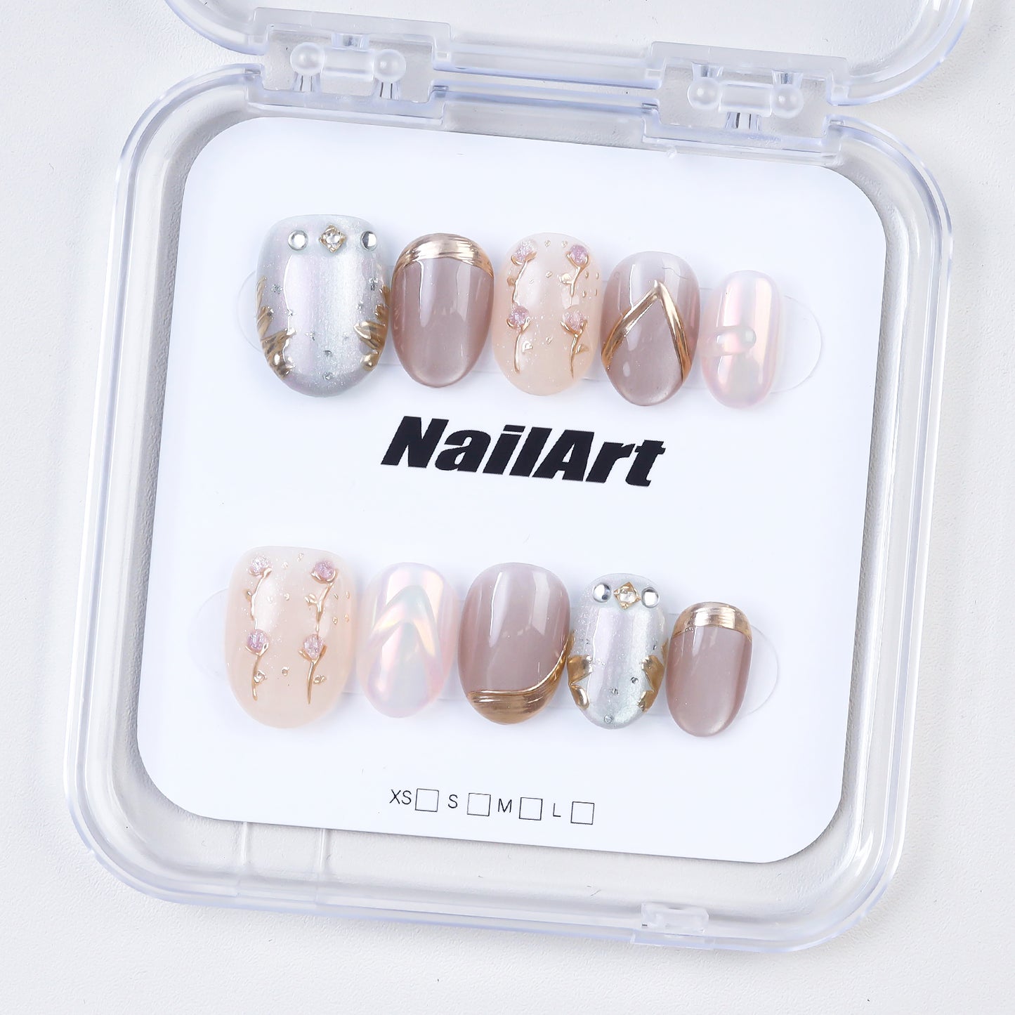New Arrival Handmade Squoval Press-On Nails Shiny Platinum Cat Eye Design Custom for Fingers Glue