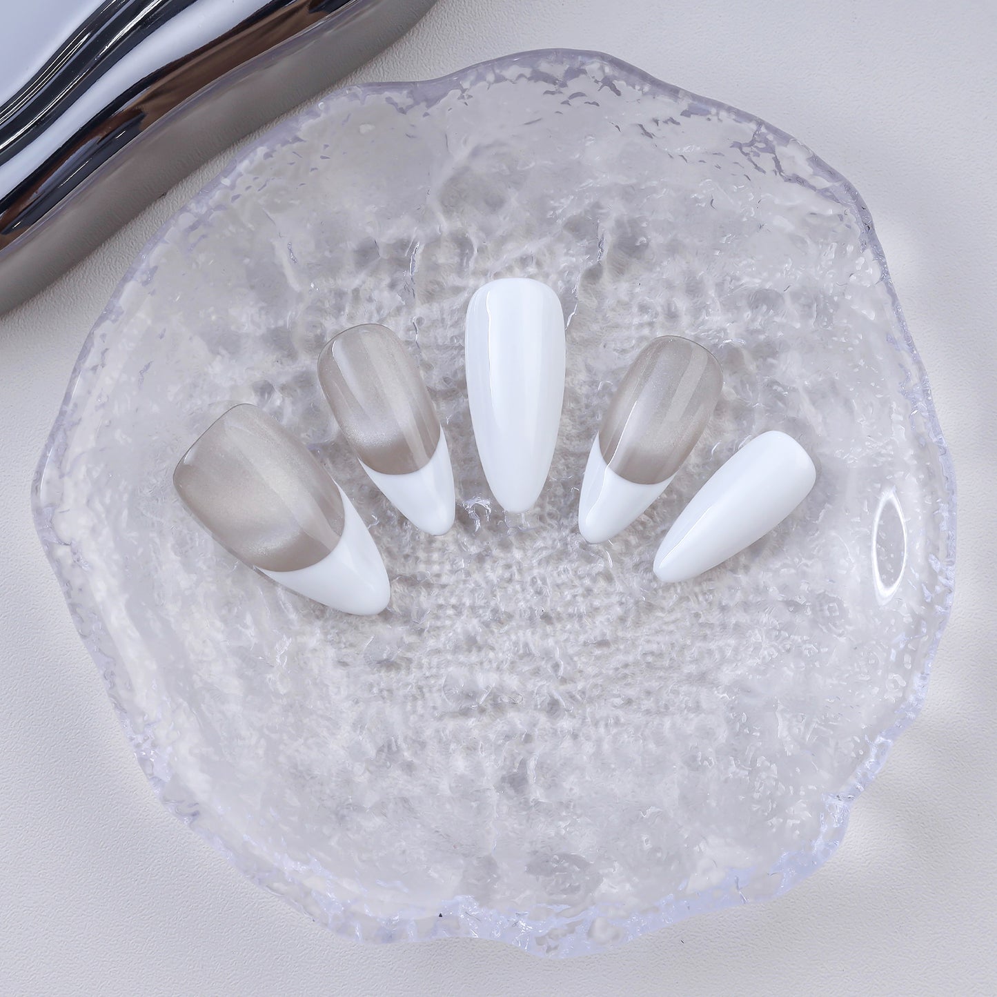 High Quality Custom Handmade Acrylic Almond Shape Fake Nails French White Tip Press on for Fingers Factory Price