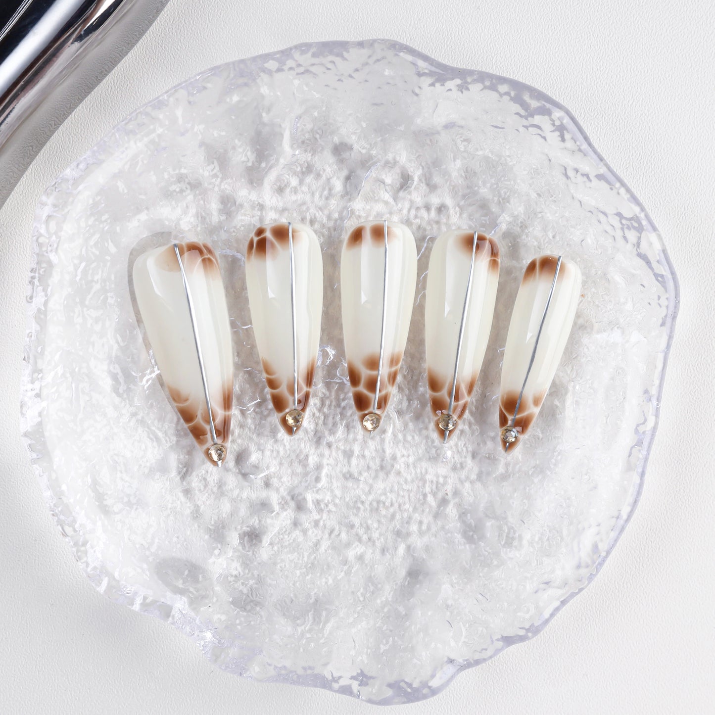 Unique Design Long Handmade Custom Acrylic Press on Nails Wholesale False Nails Artificial Fingernails with Rhinestone