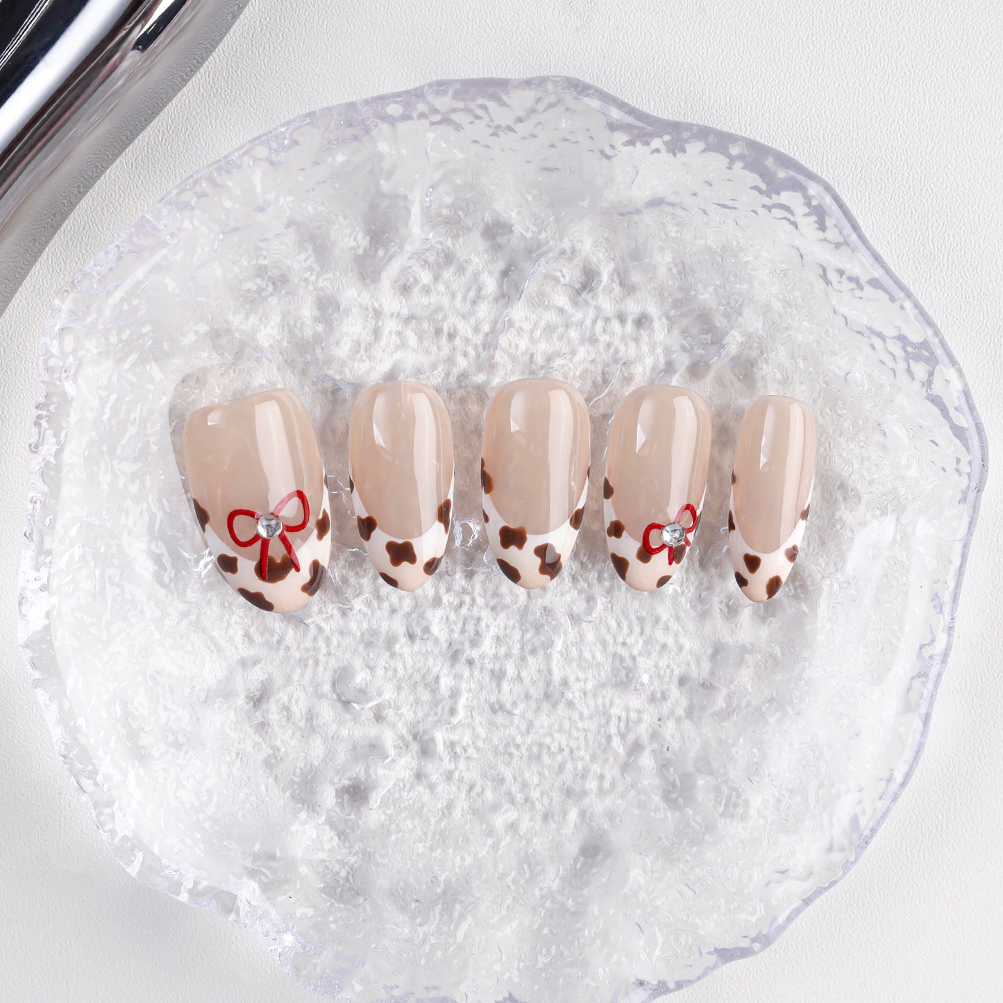 Wholesale Short Medium Almond Leopard Print French Fake Nails Handmade Press-on Acrylic False Nails Soft Artificial Fingernails