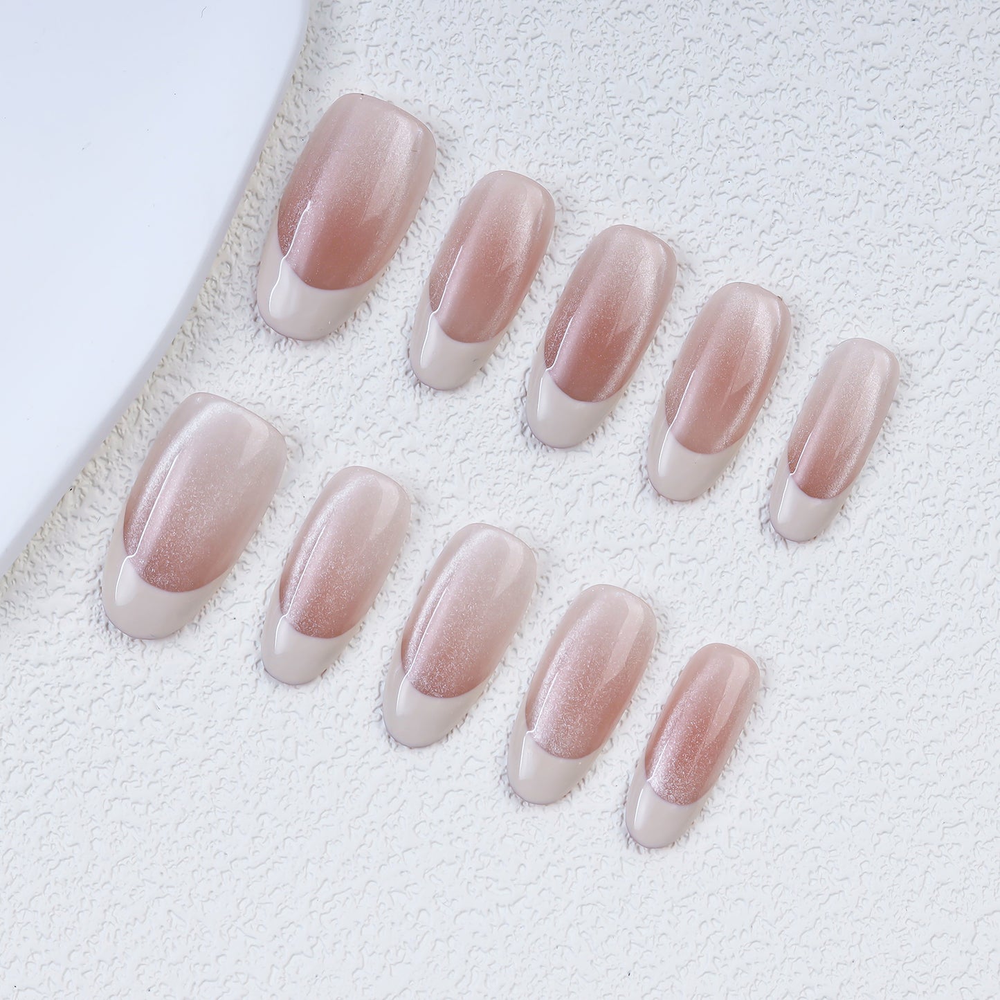 High Quality Wholesale Gradient Pink Glue Artificial 10PCS Handmade French Press on Nails for Women Girls Nail Art Accessories