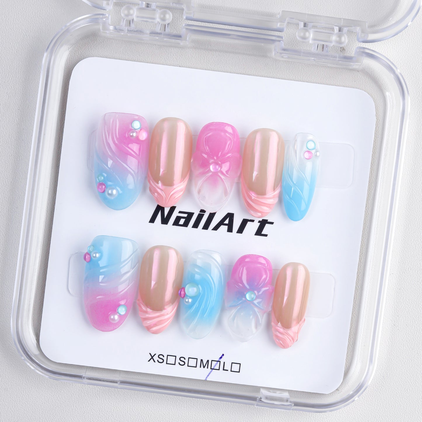 Custom Hot Sale 3D Flower Handmade Acrylic Nails Press on High Quality Full Cover Reusable Fake False Nails