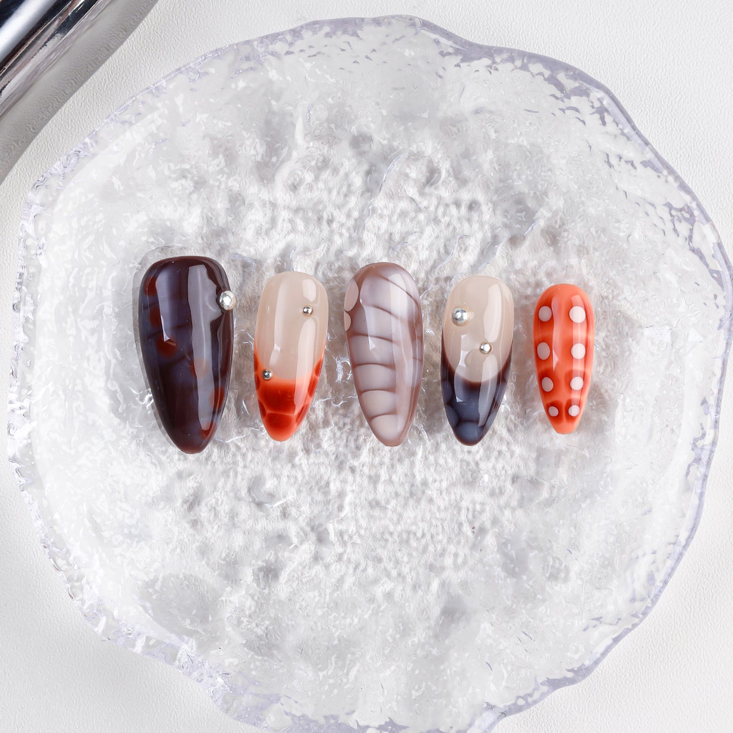 Wholesale High Quality Gel Wear Nail Punk Y2K Almond Colorful Blooming Black Panting False Nails Handmade Press for Finger