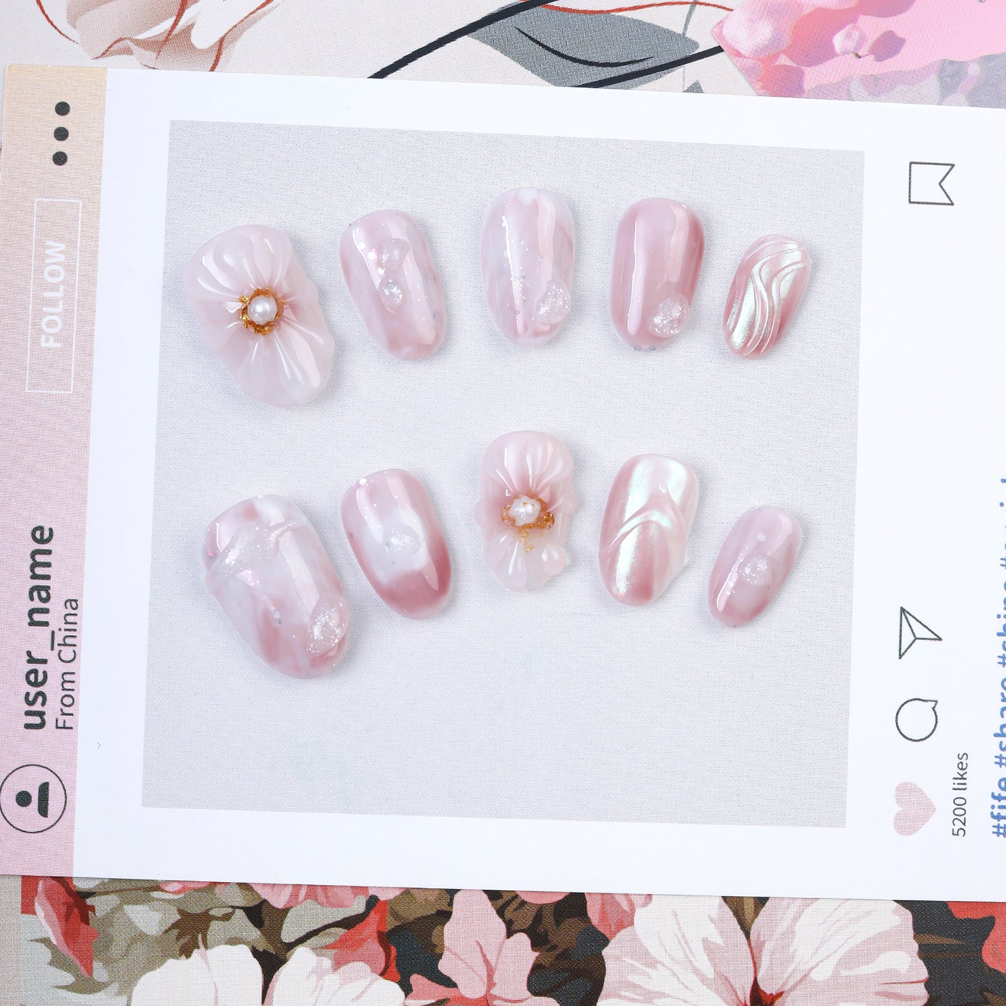 High Quality 10pcs Handmade 3D Short Acrylic Gel Press Nails Cute Summer Design Private Label False Nails
