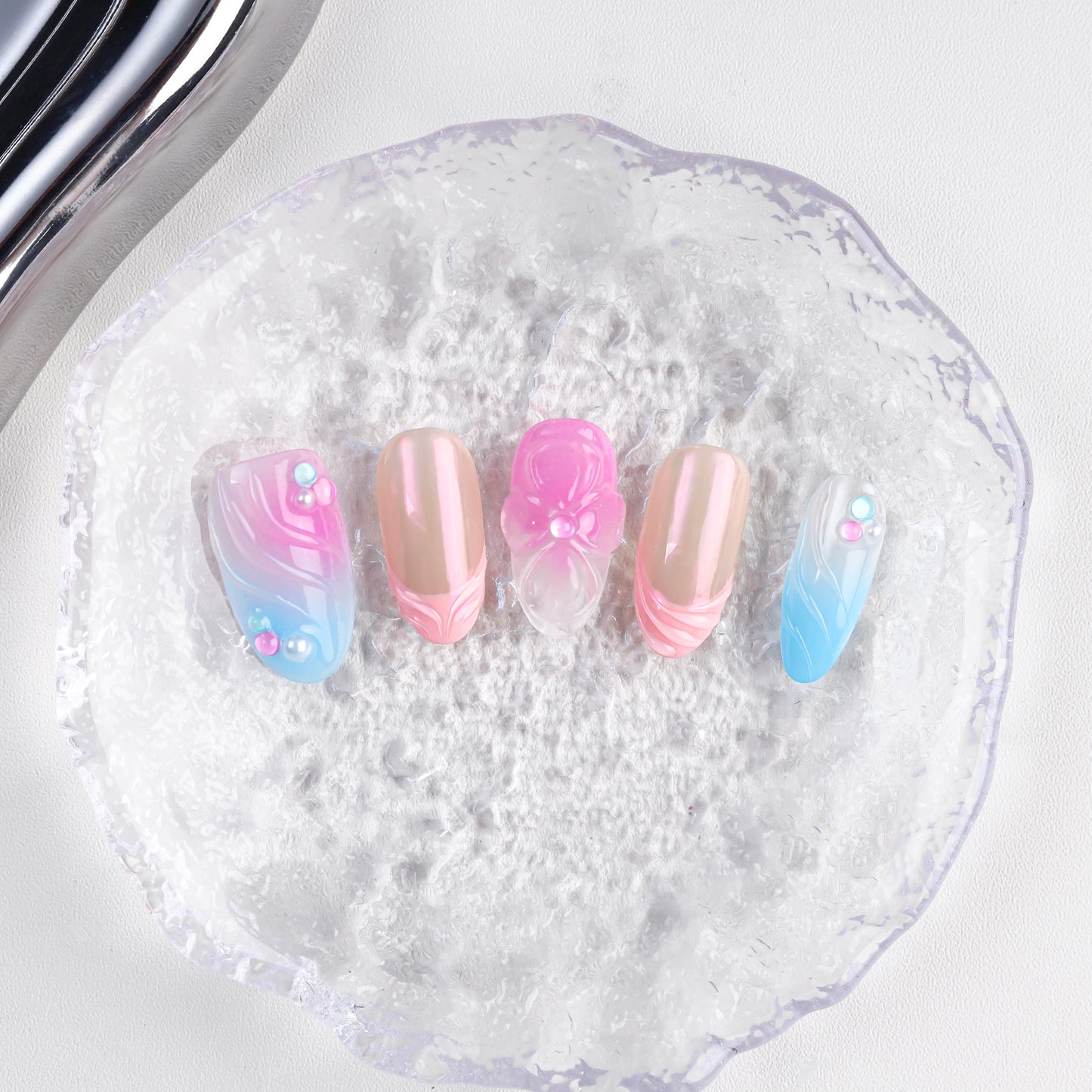 Custom Hot Sale 3D Flower Handmade Acrylic Nails Press on High Quality Full Cover Reusable Fake False Nails