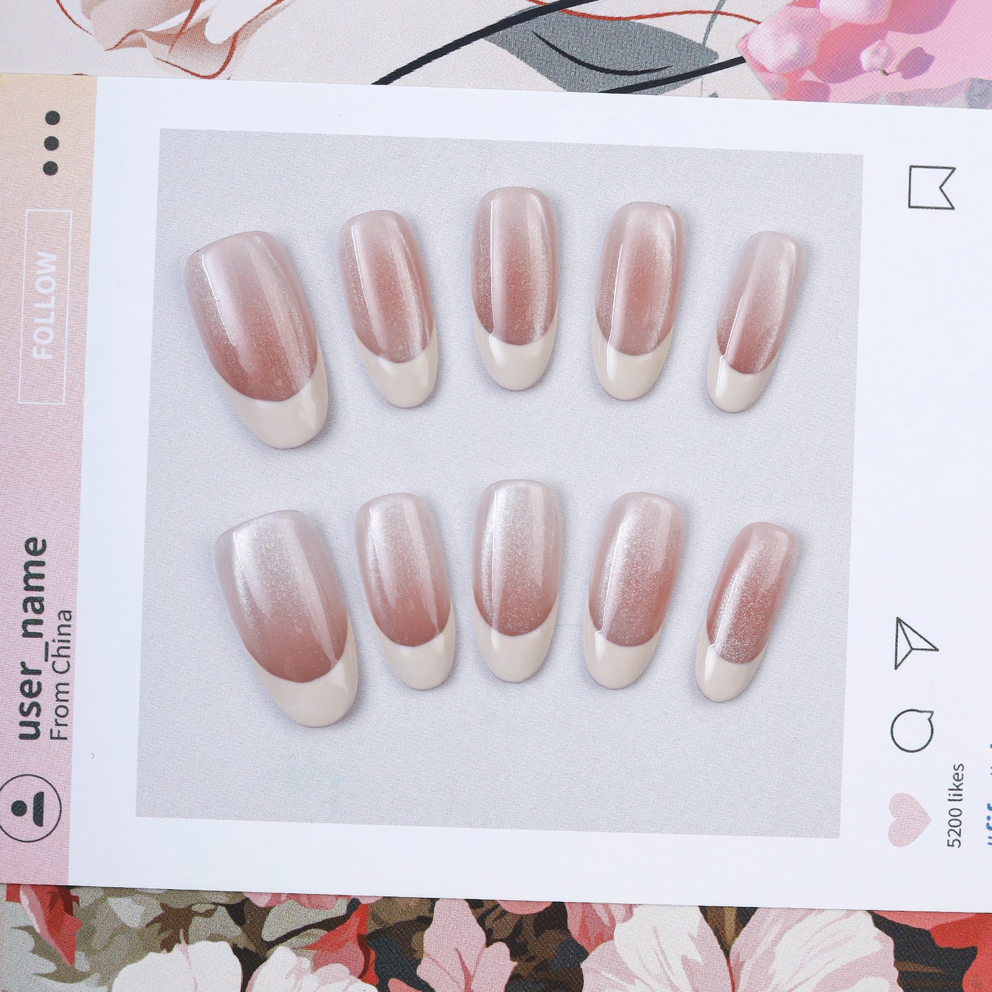 High Quality Wholesale Gradient Pink Glue Artificial 10PCS Handmade French Press on Nails for Women Girls Nail Art Accessories