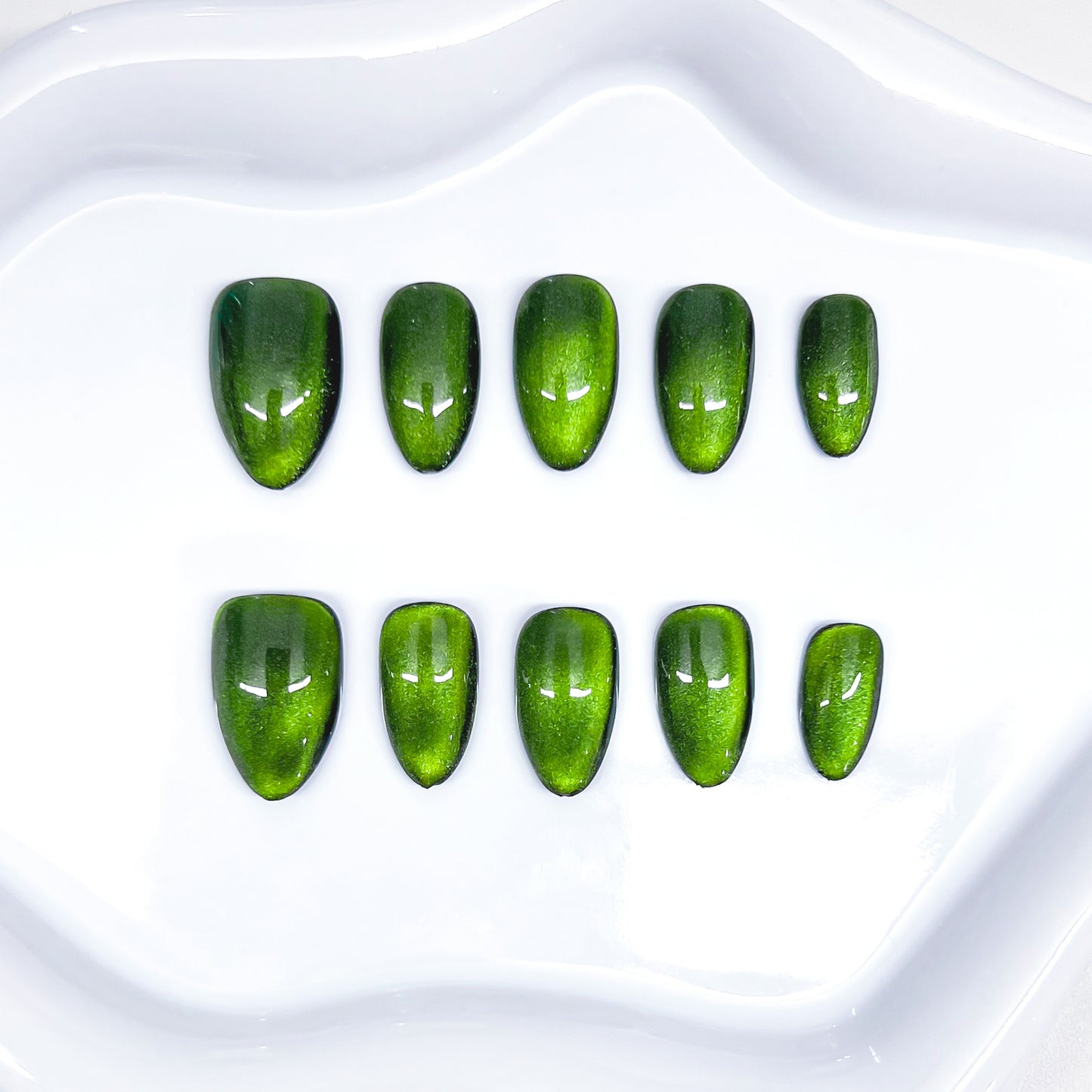 Multi-color Cats Eye Short Almond Handmade Press on Nails 10 Pcs High Quality Wholesale Reusable False Nails with Glue