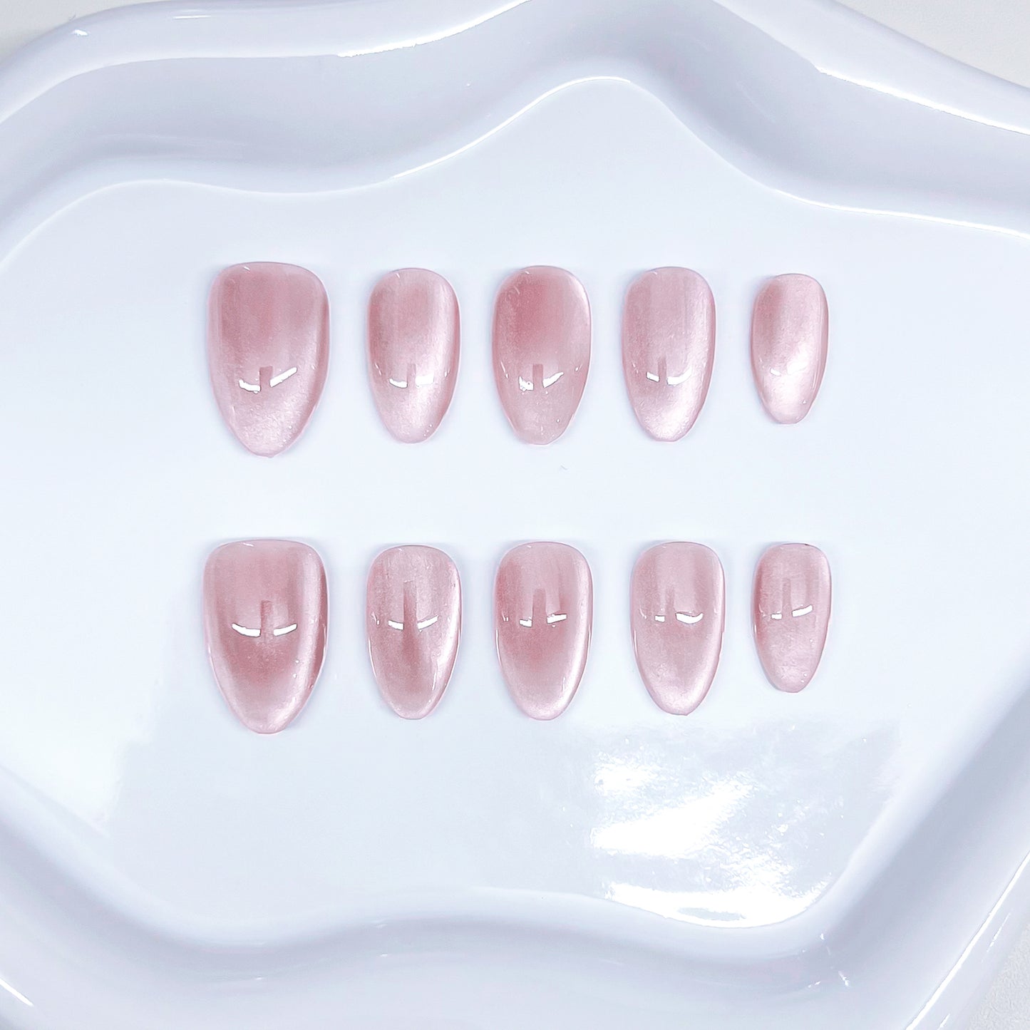 Multi-color Cats Eye Short Almond Handmade Press on Nails 10 Pcs High Quality Wholesale Reusable False Nails with Glue