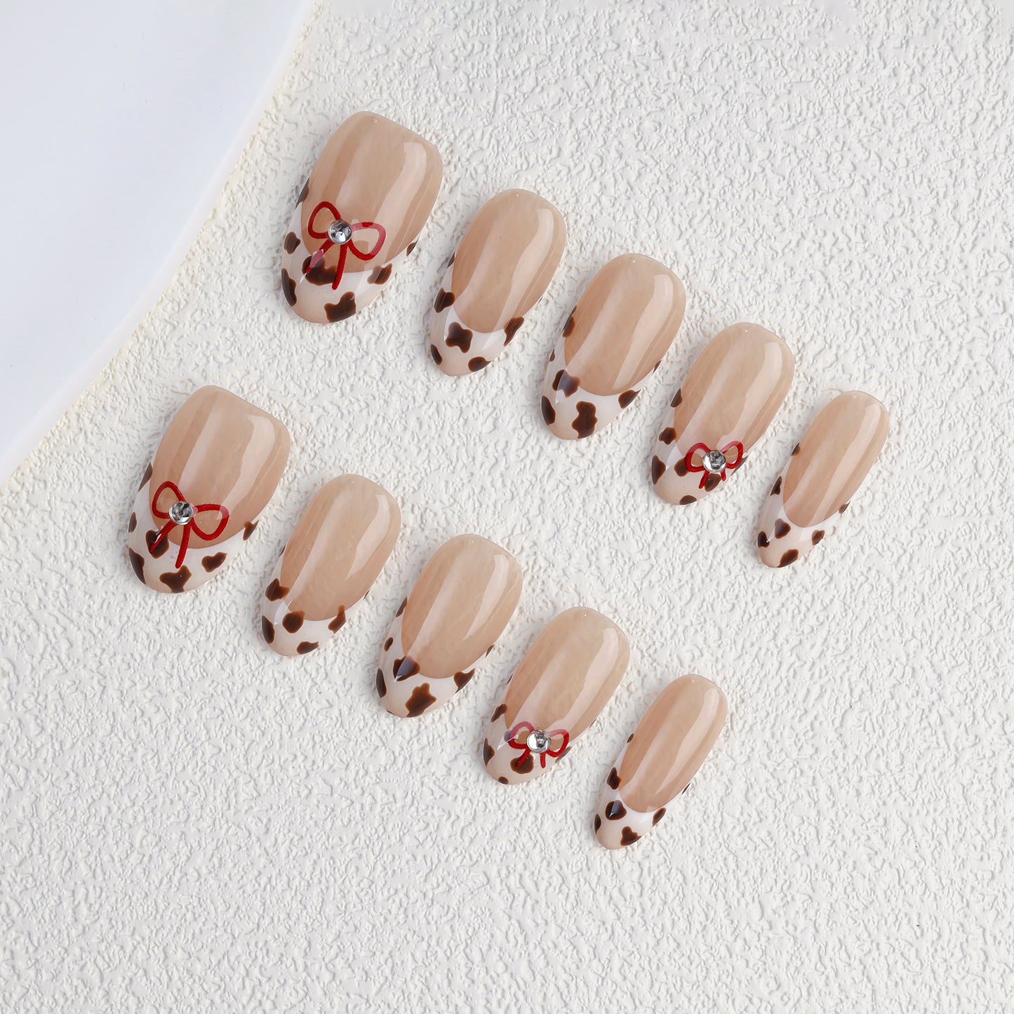 Wholesale Short Medium Almond Leopard Print French Fake Nails Handmade Press-on Acrylic False Nails Soft Artificial Fingernails