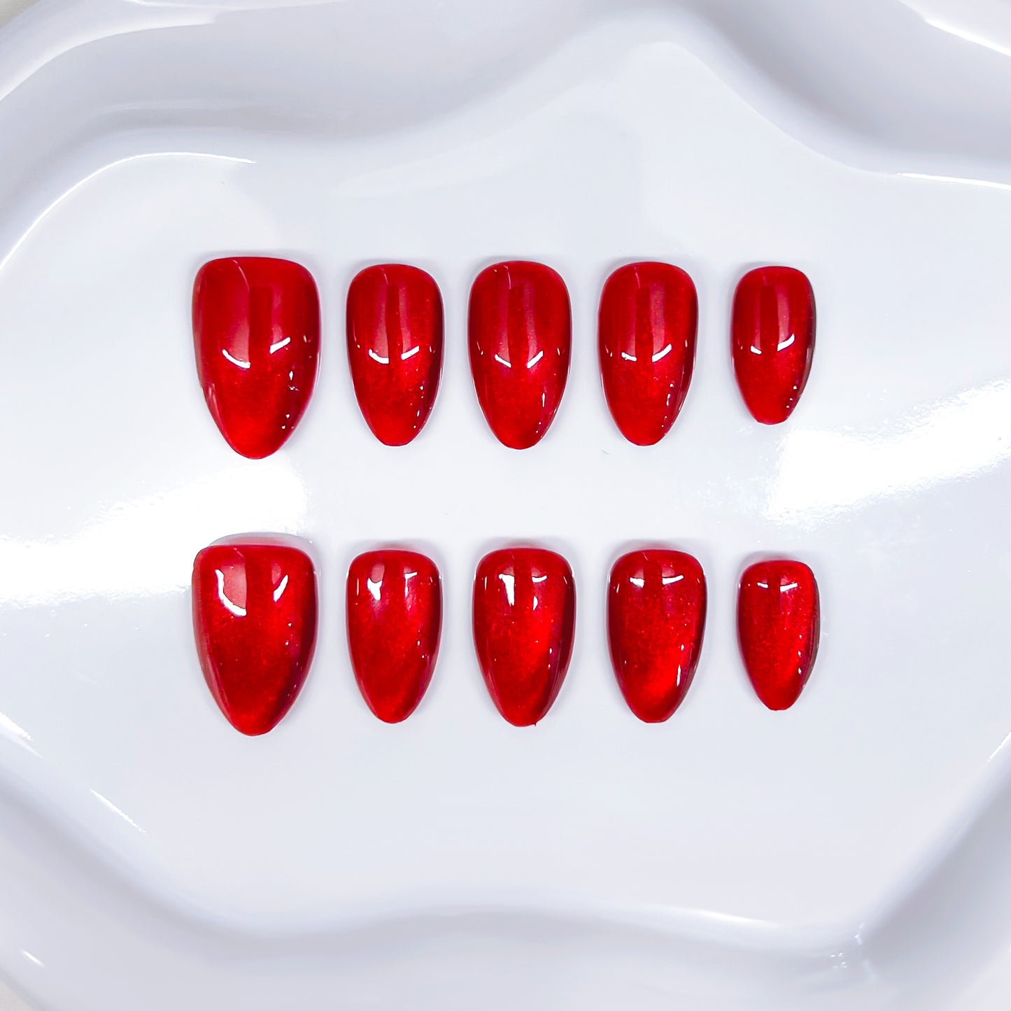 Multi-color Cats Eye Short Almond Handmade Press on Nails 10 Pcs High Quality Wholesale Reusable False Nails with Glue