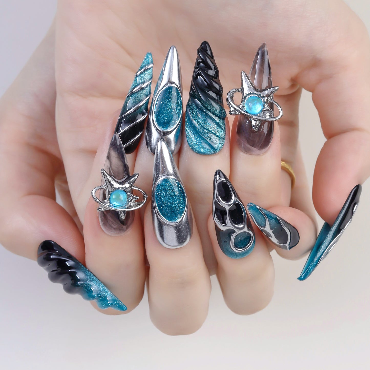 New Design Handmade 3D Butterfly Press Nails Custom FAUX ONGL Private Label Fake Artificial Fingernails 10 Pcs Set for Gift