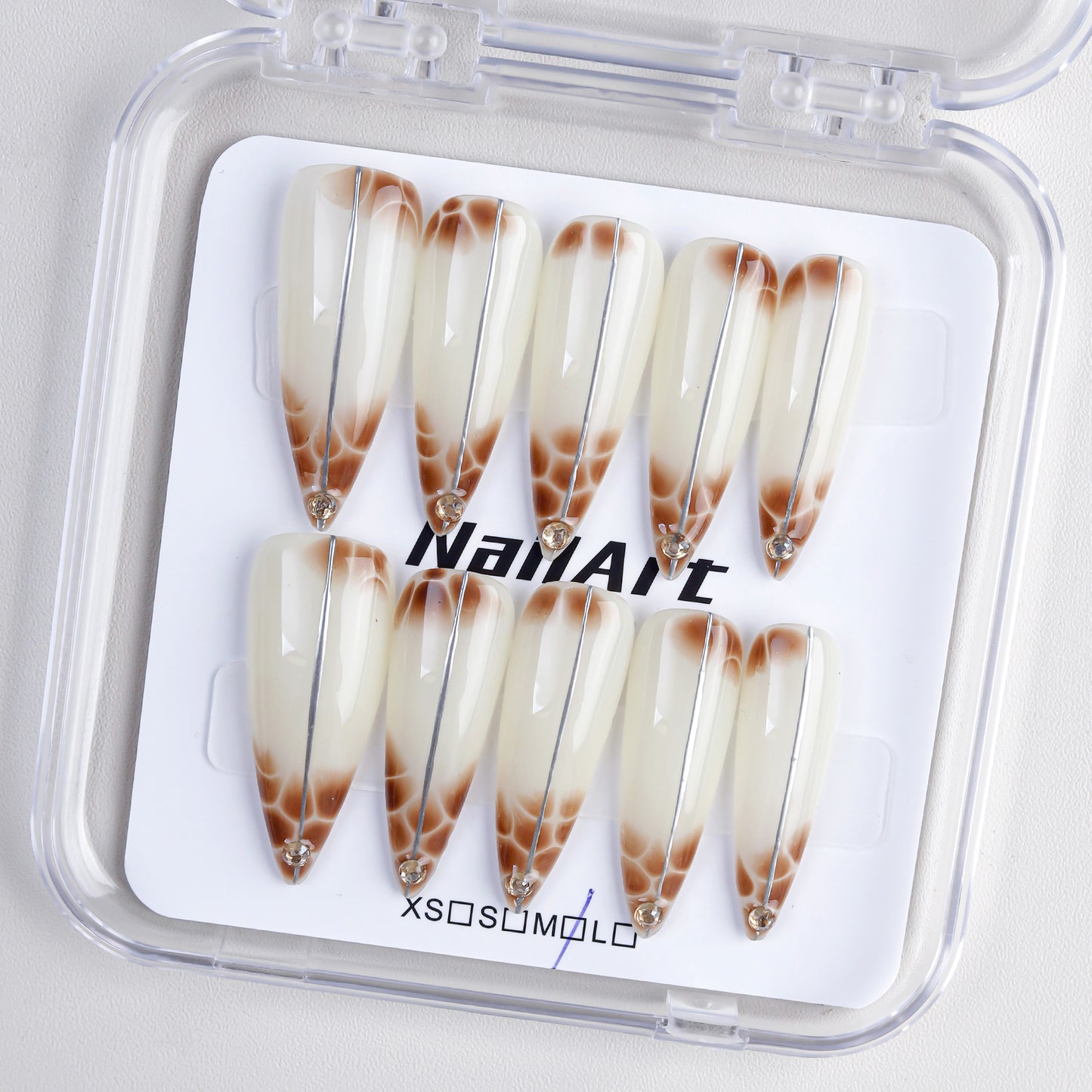 Unique Design Long Handmade Custom Acrylic Press on Nails Wholesale False Nails Artificial Fingernails with Rhinestone