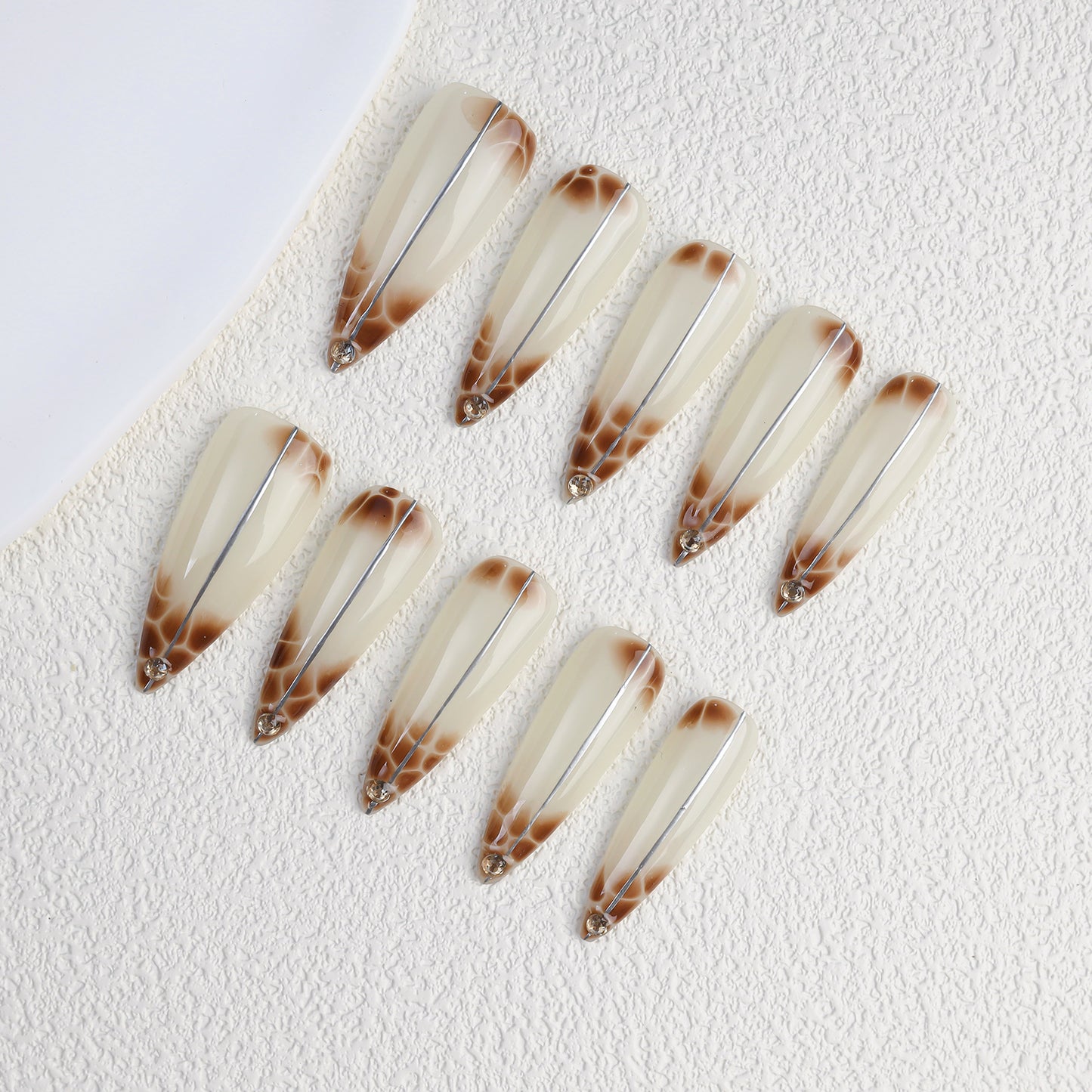 Unique Design Long Handmade Custom Acrylic Press on Nails Wholesale False Nails Artificial Fingernails with Rhinestone