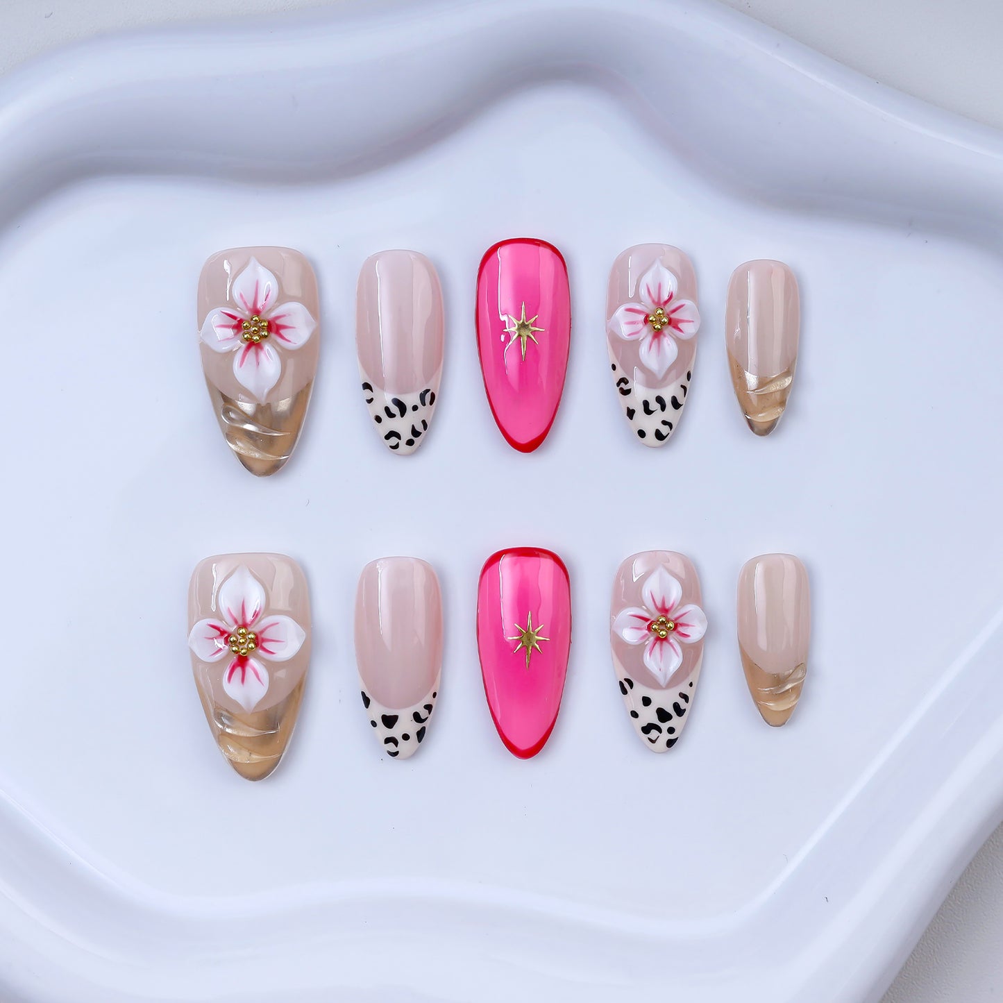 Wholesale Almond Acrylic False Nail Low Moq Customization 3d Fingernails False Nails Reusable Handmade Press on Nails