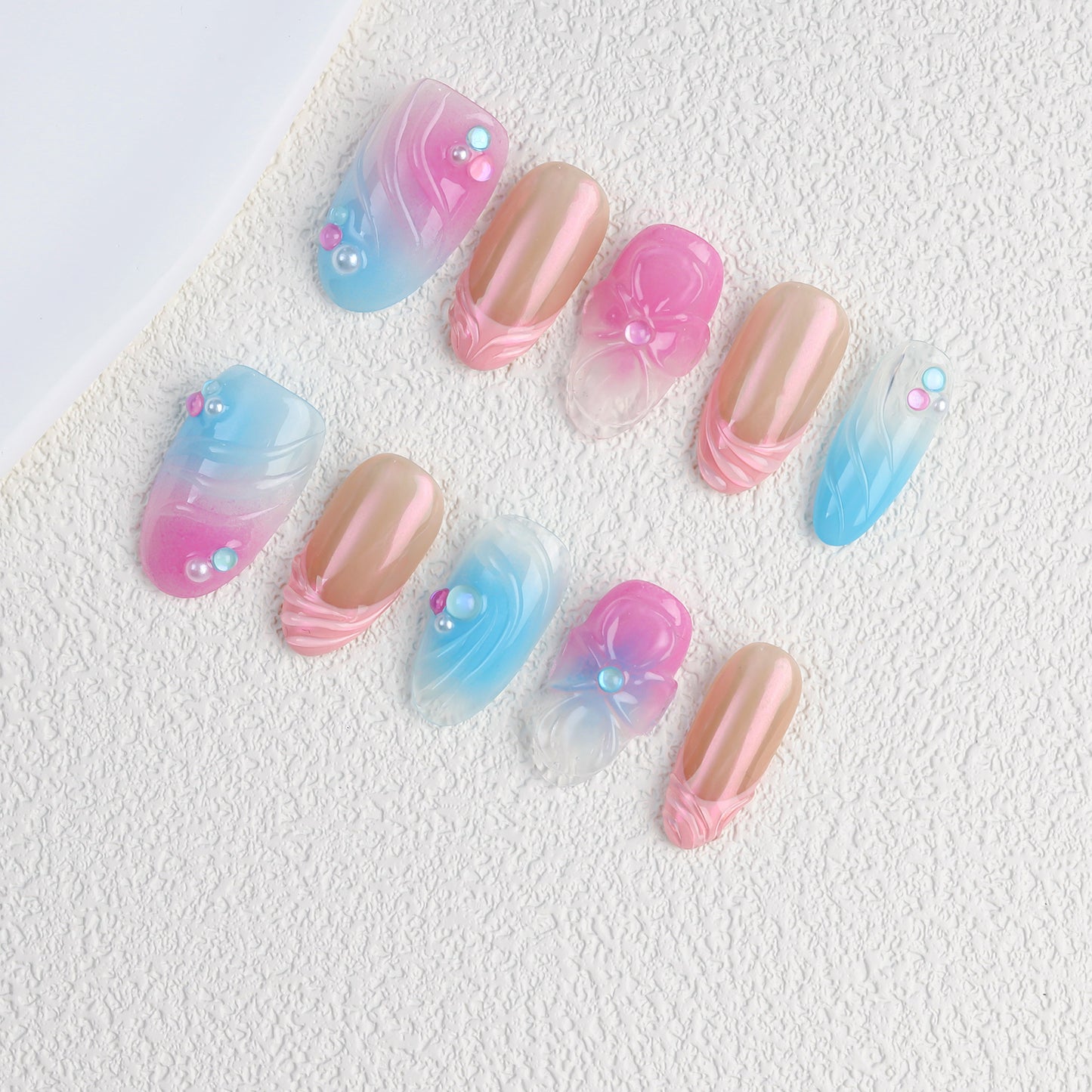 Custom Hot Sale 3D Flower Handmade Acrylic Nails Press on High Quality Full Cover Reusable Fake False Nails