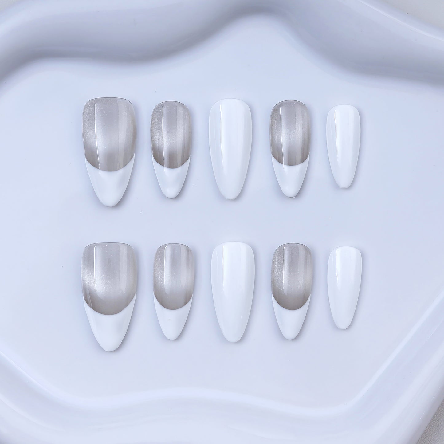 High Quality Custom Handmade Acrylic Almond Shape Fake Nails French White Tip Press on for Fingers Factory Price