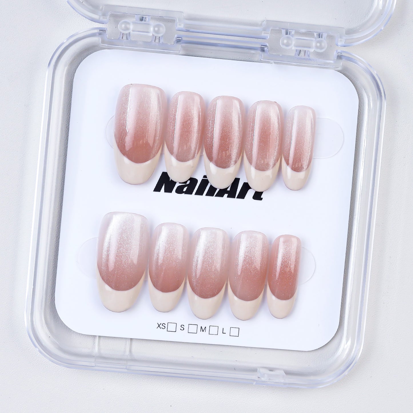 High Quality Wholesale Gradient Pink Glue Artificial 10PCS Handmade French Press on Nails for Women Girls Nail Art Accessories