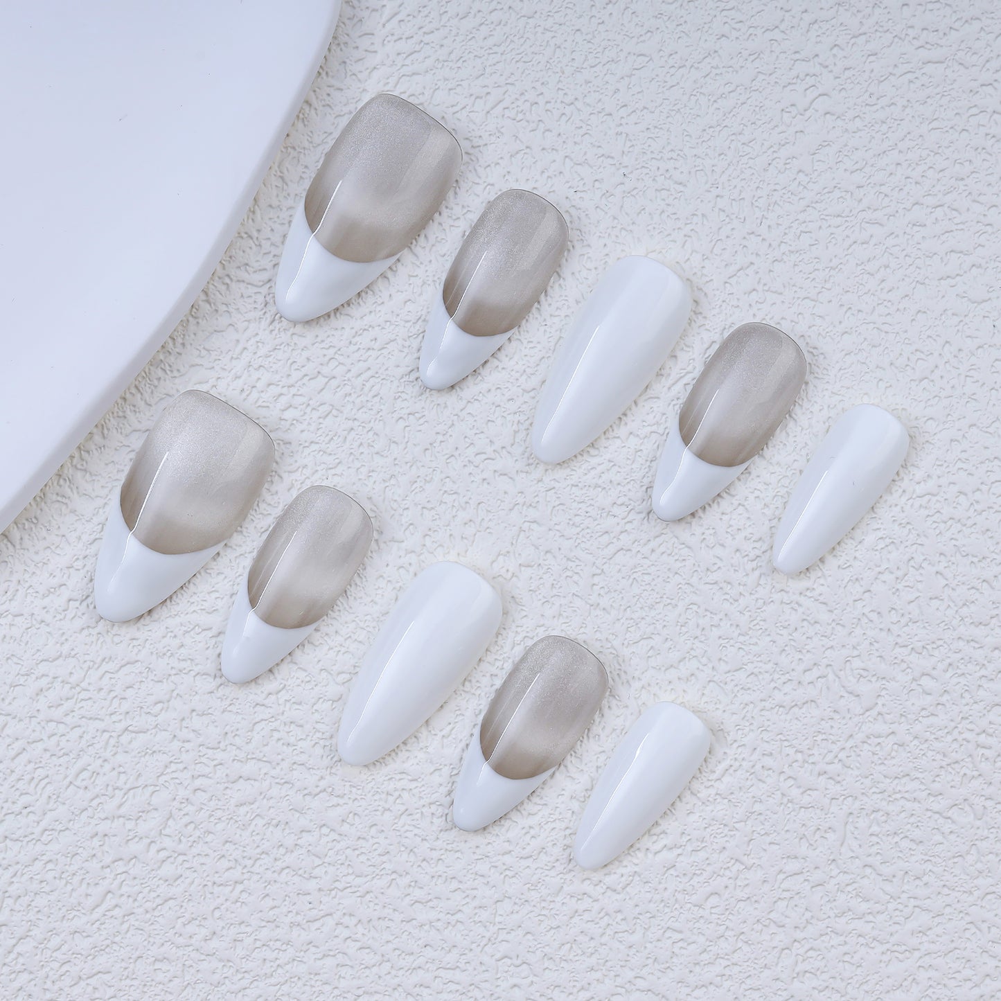 High Quality Custom Handmade Acrylic Almond Shape Fake Nails French White Tip Press on for Fingers Factory Price