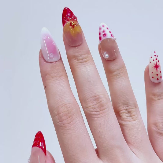 Hot Sale High Quality 3D Acrylic Almond Shape Embossed Design Artificial Fingernails Full Coverage Press-on Nails Nails NAILOOK