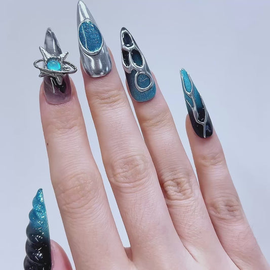 New Design Handmade 3D Butterfly Press Nails Custom FAUX ONGL Private Label Fake Artificial Fingernails 10 Pcs Set for Gift