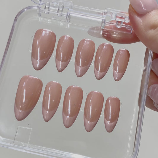 Wholesale Aurora Handmade French Acrylic Press-On Nails High Quality False Artificial Fingernails Art with Custom Box