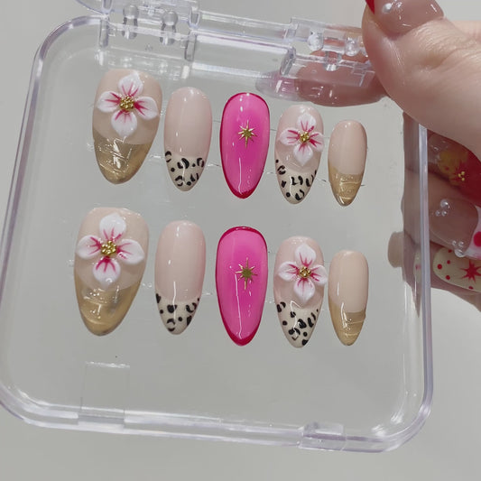 Wholesale Almond Acrylic False Nail Low Moq Customization 3d Fingernails False Nails Reusable Handmade Press on Nails