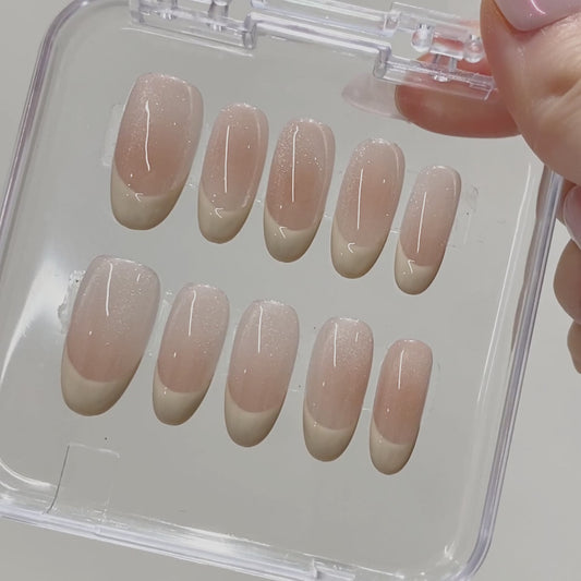 High Quality Wholesale Gradient Pink Glue Artificial 10PCS Handmade French Press on Nails for Women Girls Nail Art Accessories